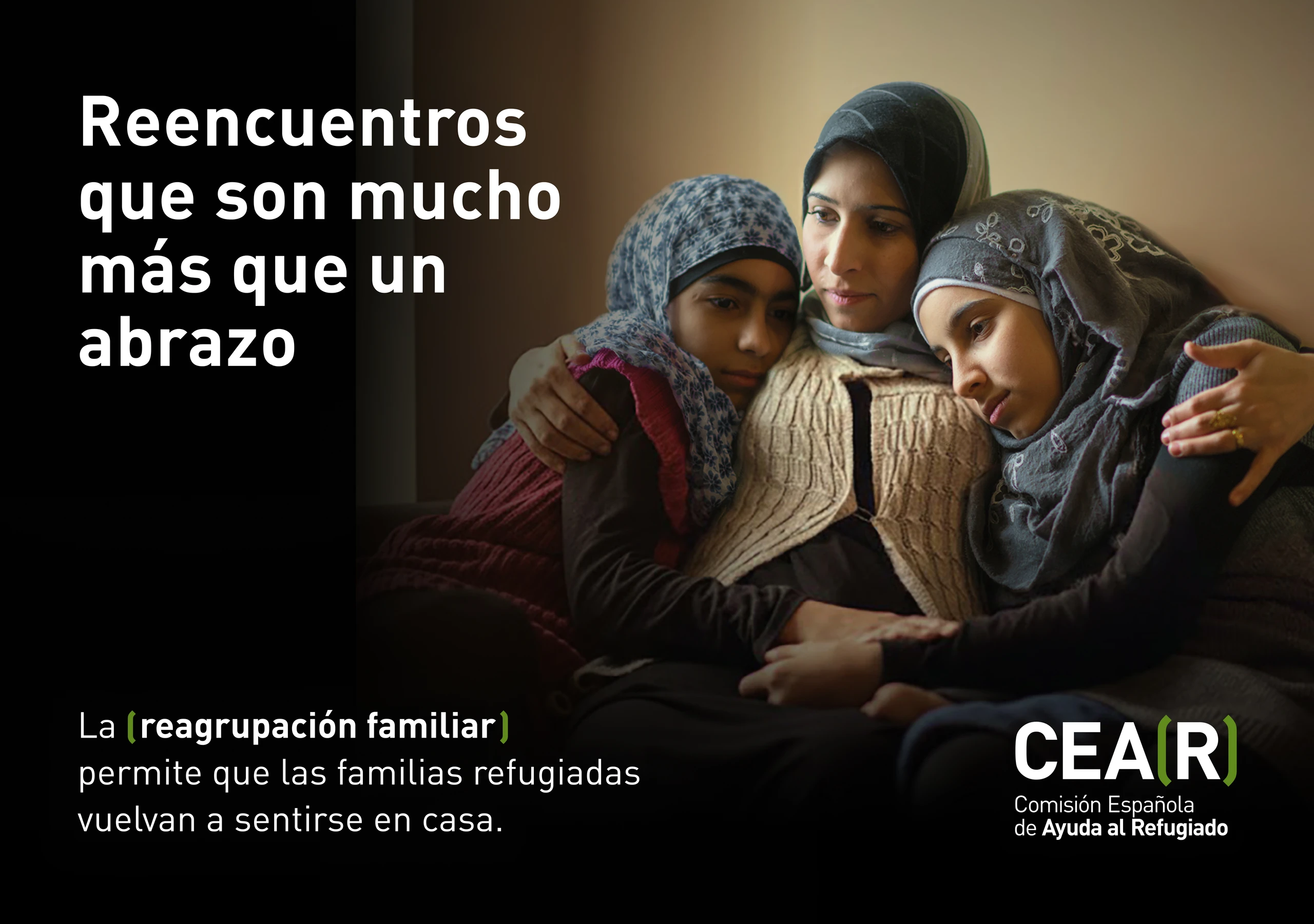 Campaign visual showing three people together with the message “Reunions that mean much more than a hug.”