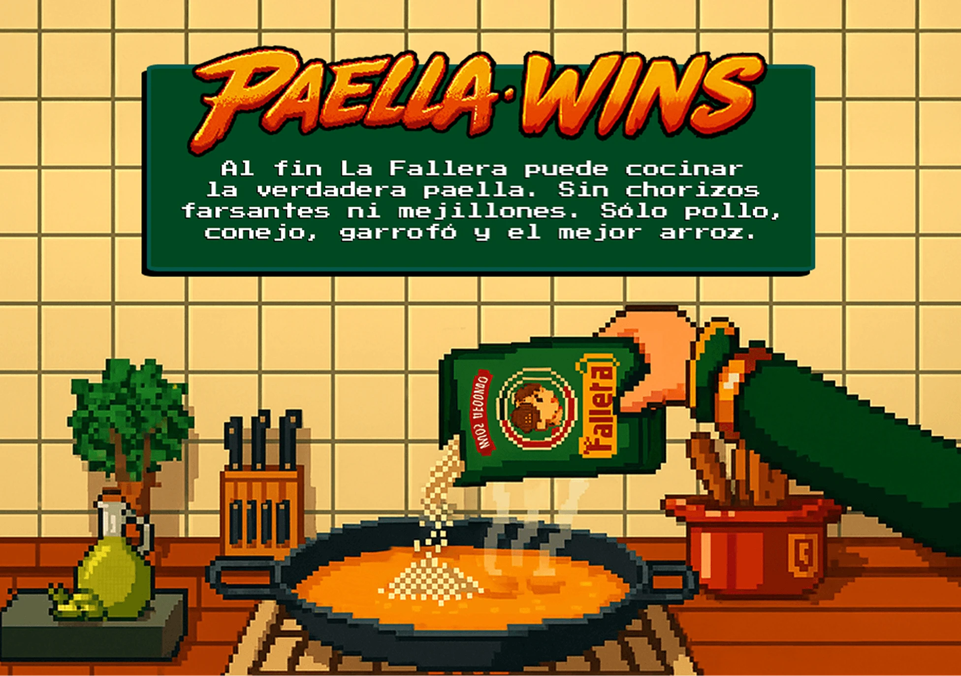 Pantalla Paella Wins.